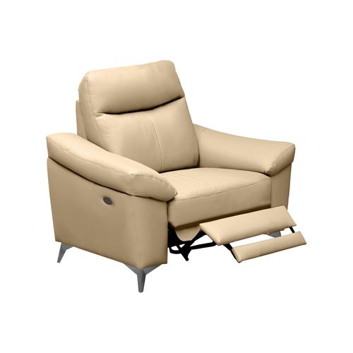 Fauteuil 1 Place Avec 1 Relax, Louis En Cuir Luxe Italien, 1 Relax Électrique,  Beige