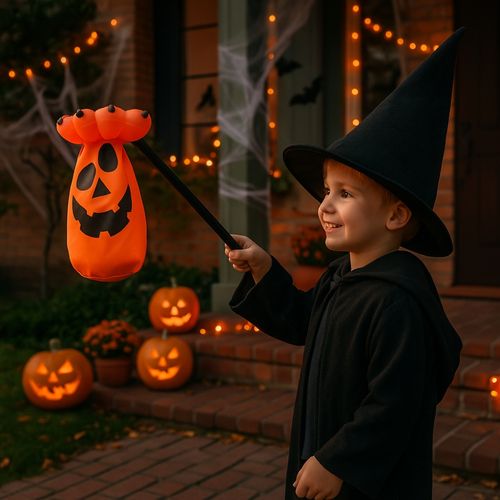 Main à Bonbons Halloween Sac Main De Monstre Orange Noir 45 Cm Trick Or Treat Panier