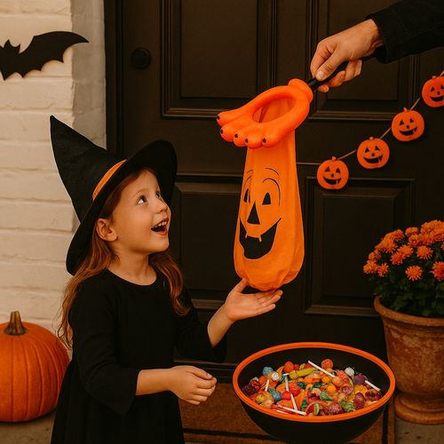 Main à Bonbons Halloween Sac Main De Monstre Orange Noir 45 Cm Trick Or Treat Panier