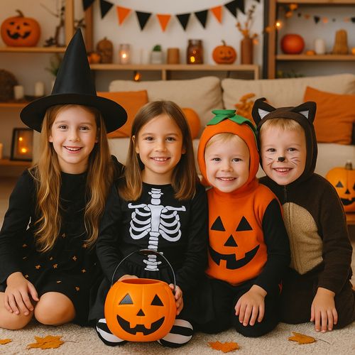 Déguisement Halloween Fille Squelette Noir Et Blanc – Ensemble Complet 8 / 10 Ans