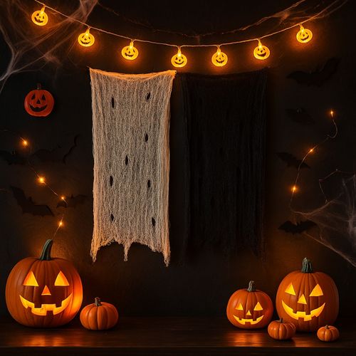 Rideau Halloween 72x180cm – Effet Filet De Gaze Effrayant Beige