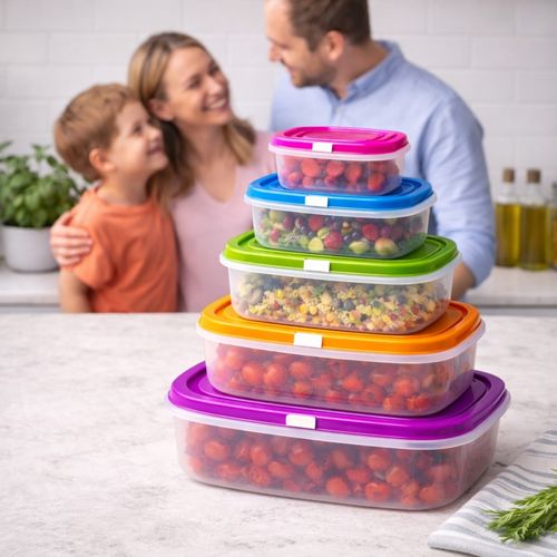 Set De 5 Boîtes Alimentaires Gigognes Emboîtables Colorées – 4l à 0,27l – Gain De Place, Rangement C