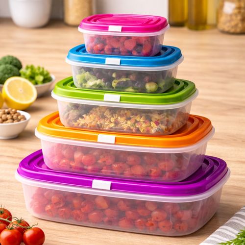 Set De 5 Boîtes Alimentaires Gigognes Emboîtables Colorées – 4l à 0,27l – Gain De Place, Rangement C