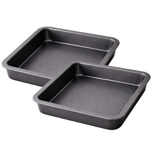 Set De 2 Moules à Gâteaux Carrés 22,5 Cm – Acier Au Carbone Anti-dérapant, Résistant Jusqu’à 280 °c,