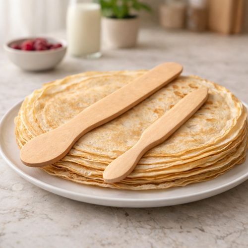 Set De 2 Spatules En Bois Pour Crêpes 29 Cm et 38 Cm – Rond Et Pointe, Idéales Pour Étaler Et Re