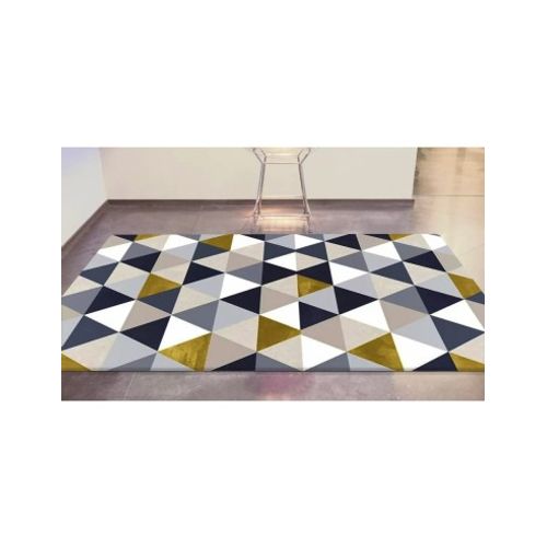 Tapis De Couloir Triangle Bleu Beige - 80x150cm