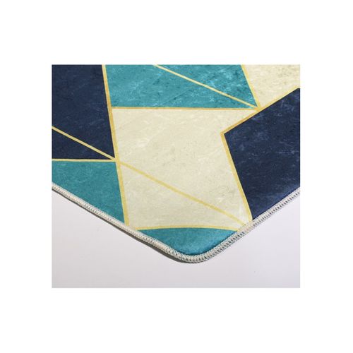 Tapis De Couloir Triangle Bleu Beige - 80x150cm