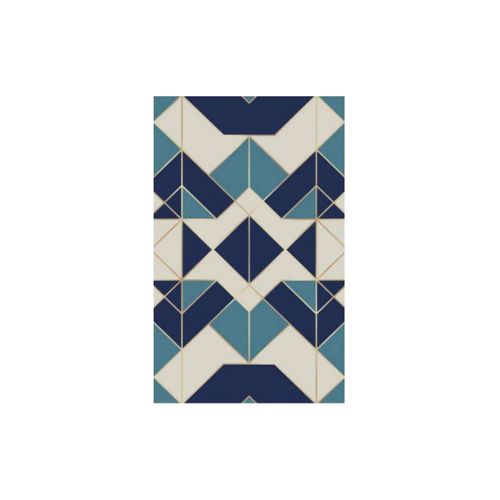 Tapis De Couloir Triangle Bleu Beige - 80x150cm
