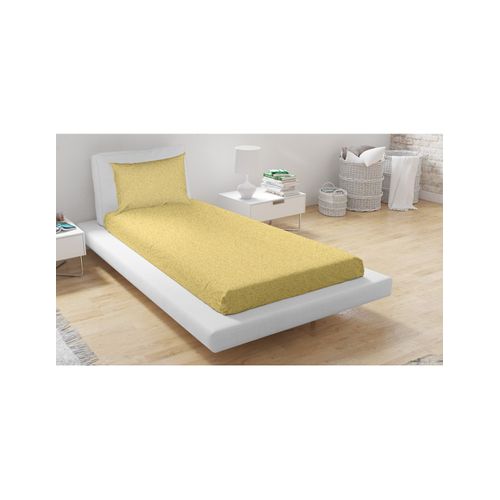 Ensemble Drap Housse Et Taie D'oreiller Jaune - 140x200cm