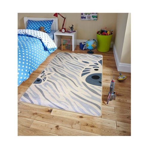 Tapis Enfant Zebre Bleu - 80x150cm