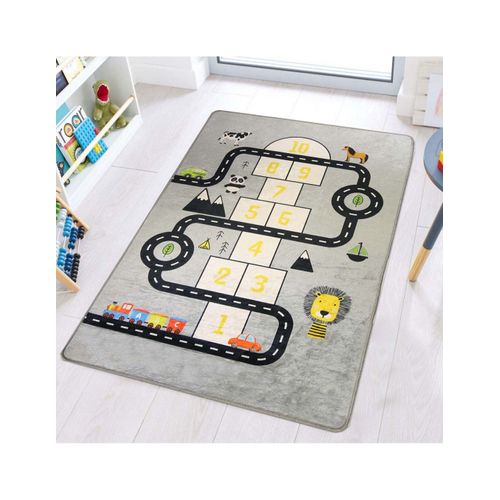 Tapis Enfant Circuit Marelle Gris - 120x160cm