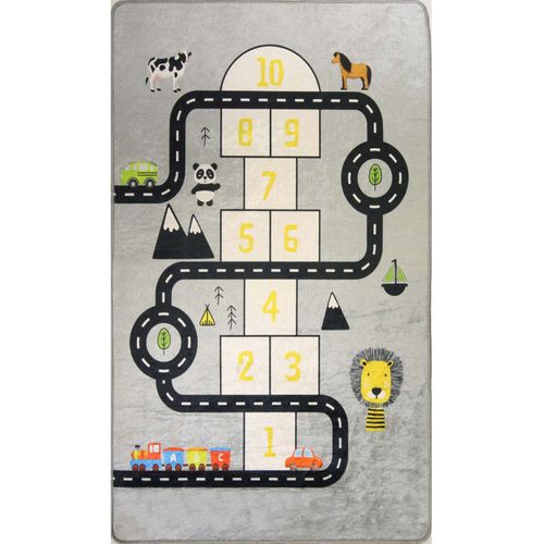 Tapis Enfant Circuit Marelle Gris - 120x160cm