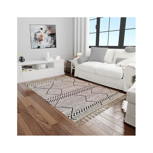 Tapis De Salon Berbere Asni Gris Noir - 120x180cm