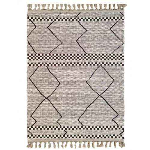 Tapis De Salon Berbere Asni Gris Noir - 120x180cm