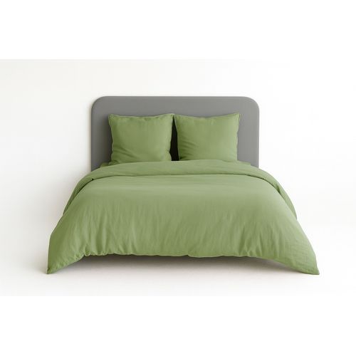Parure De Lit Uni 1 Personne Micro Lavée, Vert Olive, 140x200cm