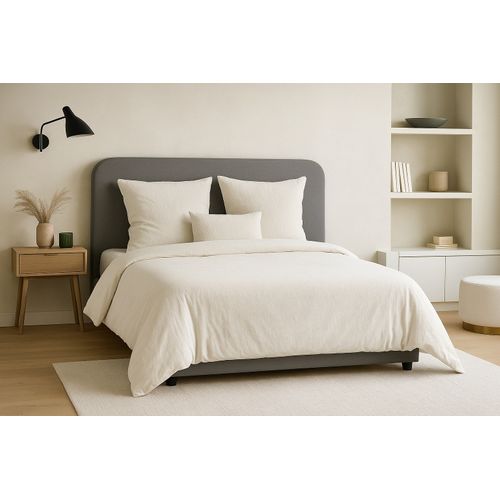 Parure De Lit Uni 1 Personne Micro Lavée, Sable, 140x200cm