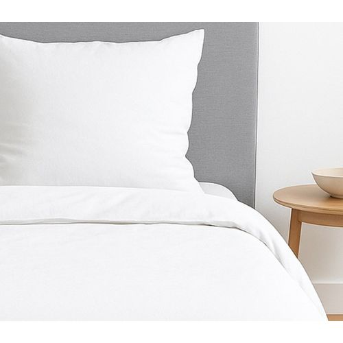 Parure De Lit Uni 2 Personnes Micro Lavée, Blanc, 260x240cm