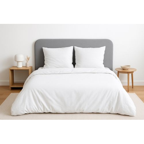 Parure De Lit Uni 2 Personnes Micro Lavée, Blanc, 240x220cm