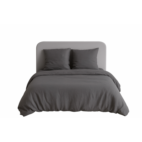 Parure De Lit Uni 2 Personnes Micro Lavée, Anthracite, 260x240cm