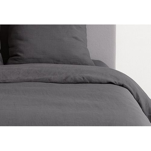 Parure De Lit Uni 2 Personnes Micro Lavée, Anthracite, 240x220cm