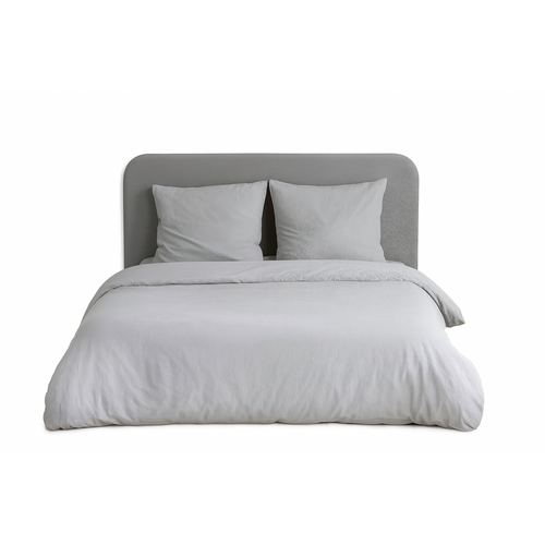 Parure De Lit Uni 2 Personnes Micro Lavée, Gris Clair, 260x240cm