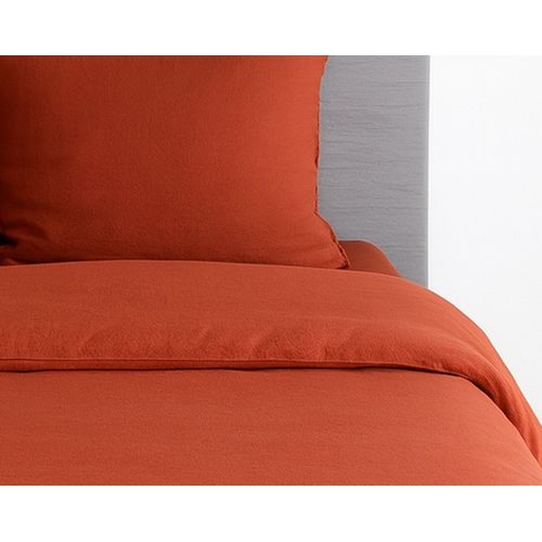 Parure De Lit Uni 2 Personnes Micro Lavée, Terracotta, 260x240cm