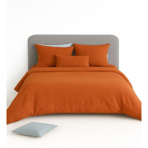 Parure De Lit Uni 2 Personnes Gaze De Coton, Camel, 240x220cm