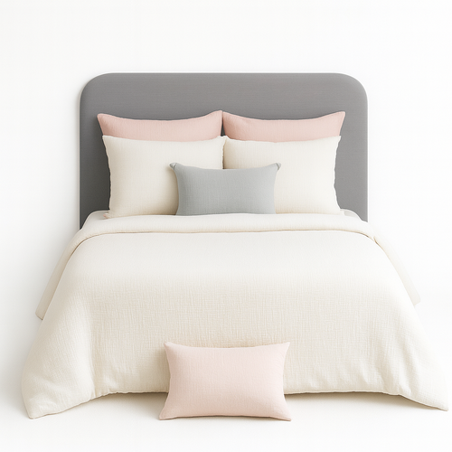 Parure De Lit Uni 2 Personnes Gaze De Coton, Blanc, 260x240cm