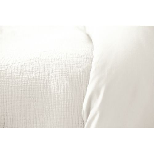 Parure De Lit Uni 2 Personnes Gaze De Coton, Blanc, 240x220cm
