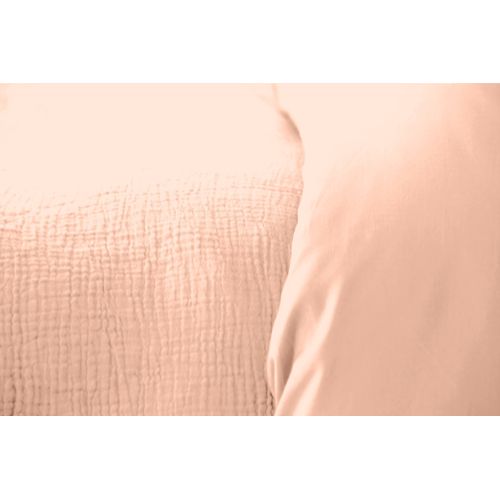 Parure De Lit Uni 2 Personnes Gaze De Coton, Pêche, 240x220cm