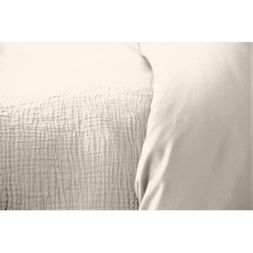 Parure De Lit Uni 2 Personnes Gaze De Coton, Galet, 260x240cm