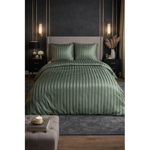 Parure De Lit Satin En Microfibre - Rayures Tissées