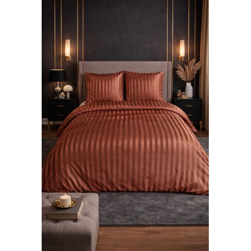 Parure De Lit Satin En Microfibre - Rayures Tissées