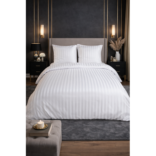 Parure De Lit Satin En Microfibre - Rayures Tissées