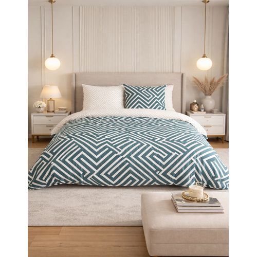 Parure De Lit Réversible En Coton 52 Fils - Motif Graphique