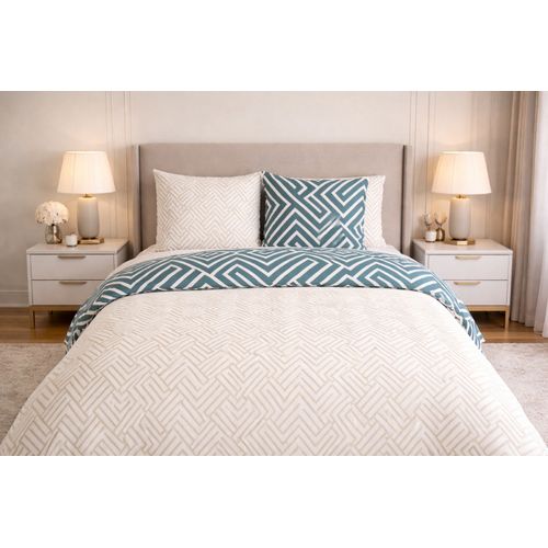 Parure De Lit Réversible En Coton 52 Fils - Motif Graphique