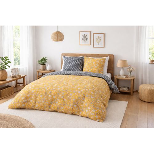 Parure De Lit Réversible Coton 52 Fils Floral