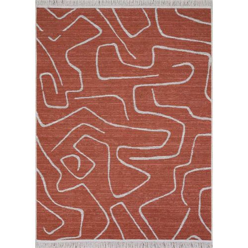 Tapis Réversible Terracotta Crème Géométrique Colorado 01 Crème - 80x150 Cm