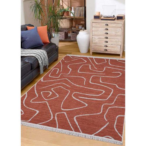 Tapis Réversible Terracotta Crème Géométrique Colorado 01 Crème - 80x150 Cm