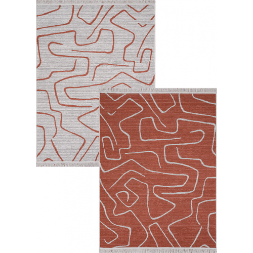 Tapis Réversible Terracotta Crème Géométrique Colorado 01 Crème - 80x150 Cm