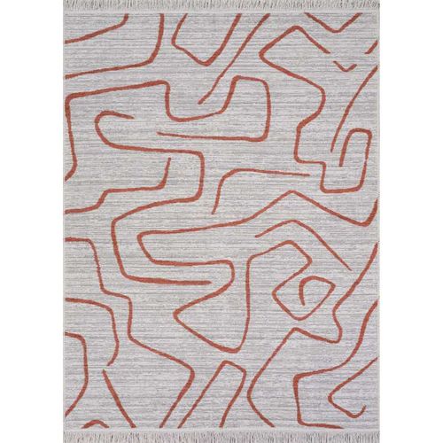 Tapis Réversible Terracotta Crème Géométrique Colorado 01 Crème - 80x150 Cm