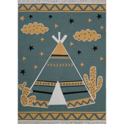 Tapis Enfant Réversible Tipi Crème Vert Colorado Kids Crème - 120x170 Cm