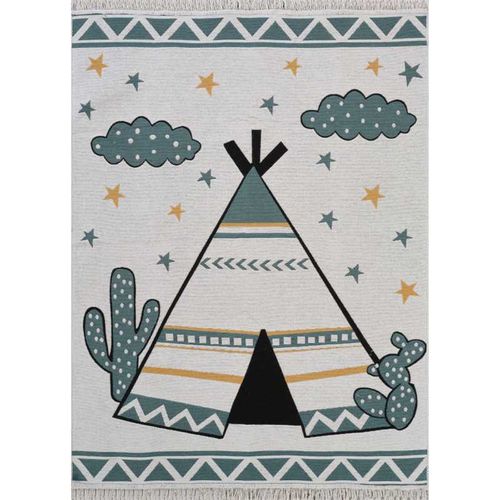 Tapis Enfant Réversible Tipi Crème Vert Colorado Kids Crème - 120x170 Cm