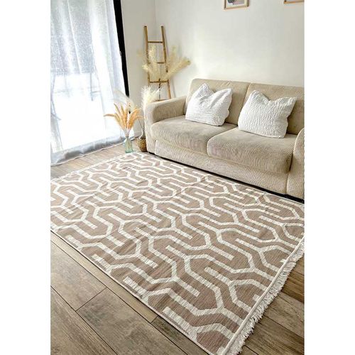 Tapis Réversible Beige Crème Géométrique Colorado 05 Beige - 120x170 Cm