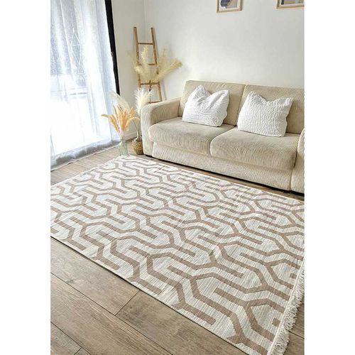 Tapis Réversible Beige Crème Géométrique Colorado 05 Beige - 120x170 Cm
