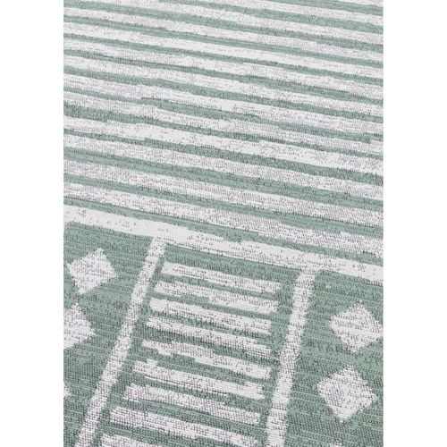 Tapis Réversible Kilim Aztèque Crème Et Vert Colorado 06 Vert - 120x170 Cm