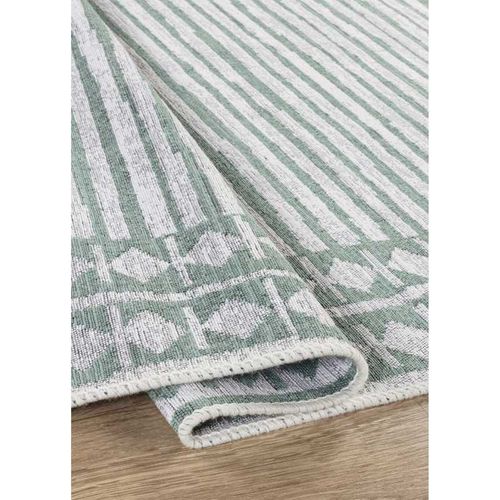 Tapis Réversible Kilim Aztèque Crème Et Vert Colorado 06 Vert - 120x170 Cm
