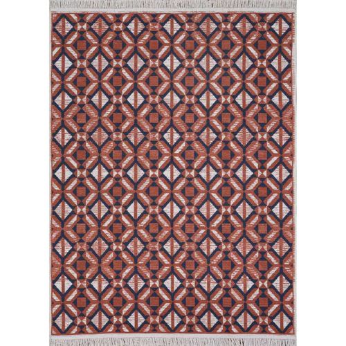 Tapis Réversible Kilim Aztèque Terracotta Colorado 07 Orange - 80x150 Cm