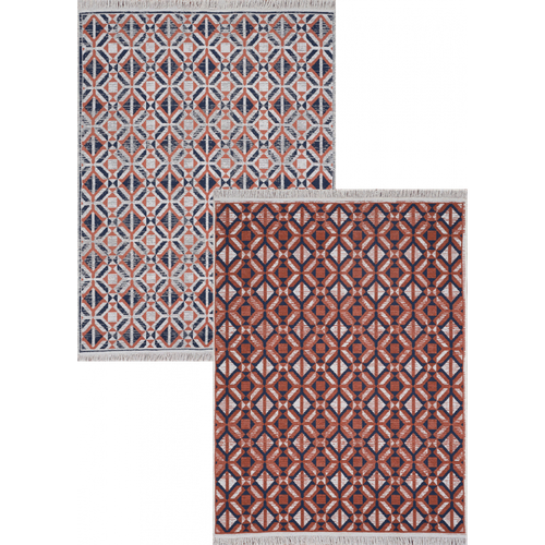 Tapis Réversible Kilim Aztèque Terracotta Colorado 07 Orange - 120x170 Cm