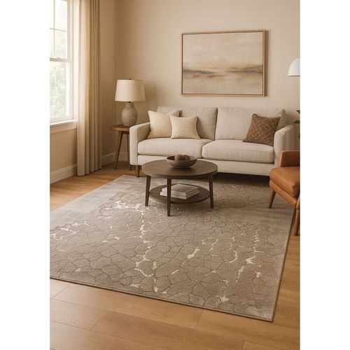 Tapis Beige Foncé Motif Brillant Dubai 43 Beige - 120x170 Cm